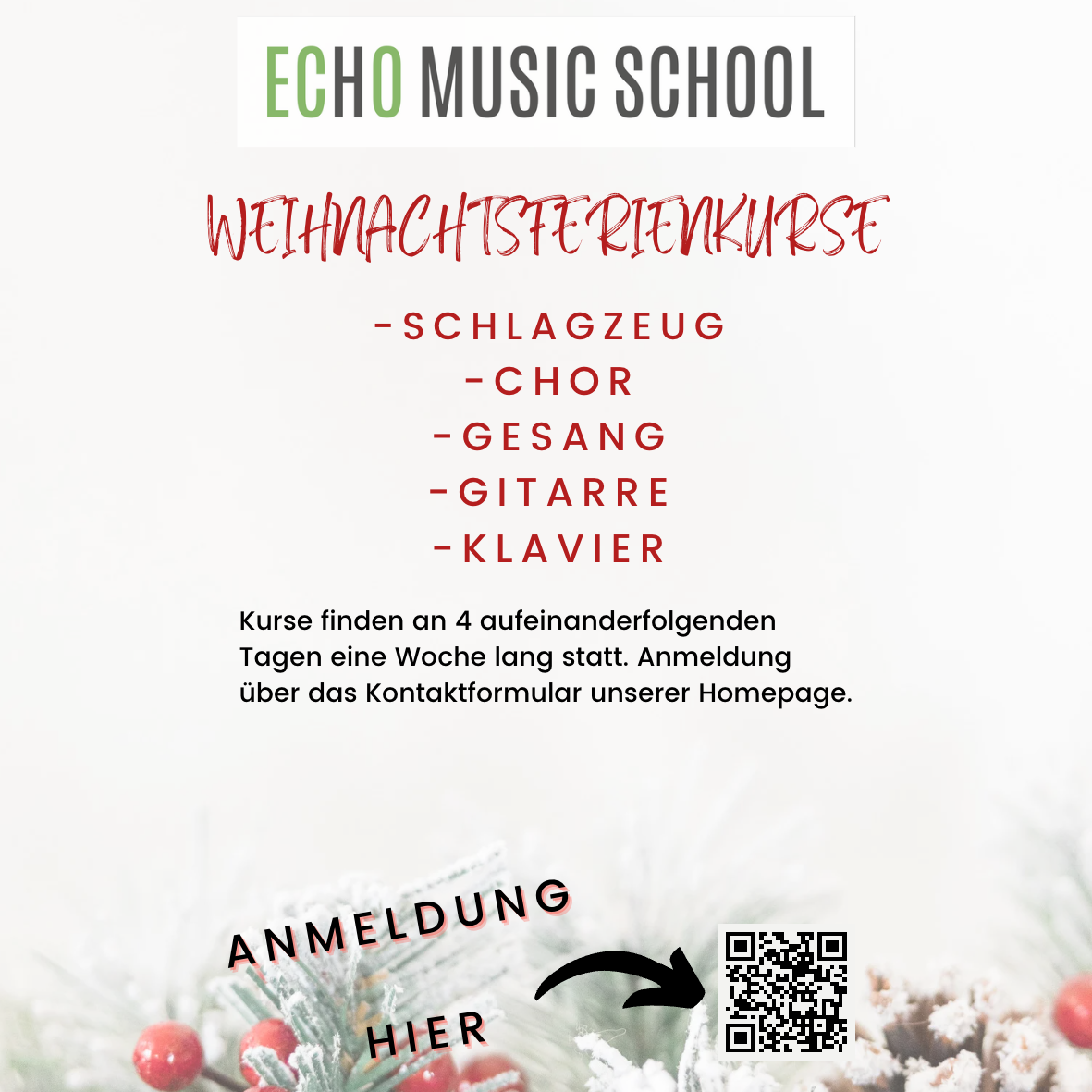 Weihnachtsferienkurse